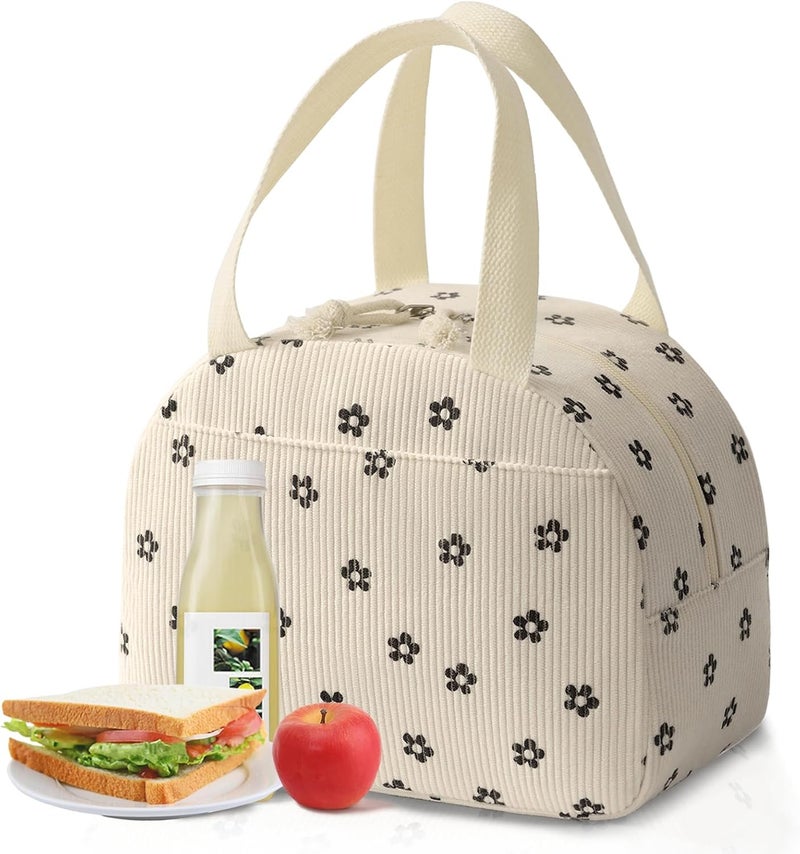Baglemon Lunch Bag for Women Men Cute Corduroy Lunch Tote Bags Reusable Insulated Lunch Box Large Capacity Reusable Insulated Cooler for Work/Picnic/Travel - Image 1